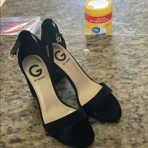 a cute pair of G by GUESS black velvet heels